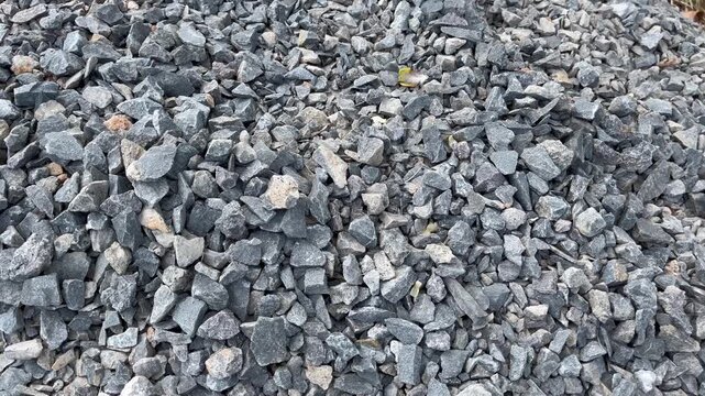Pile of crushed stones and gravel for construction material