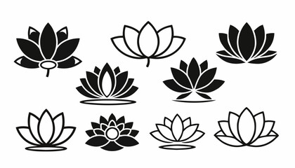 Fototapeta premium Lotus flower vector icon set illustration for yoga and spa design