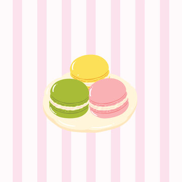 Macarons on a Plate Illustration