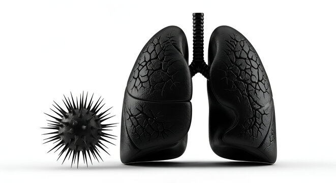 Black Lungs and Virus Illustration.