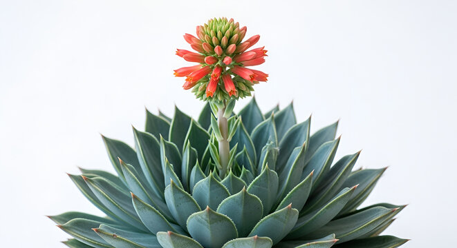 Close-up of a Succulent Plant with a Vibrant Orange Flower Blooming.