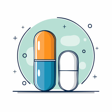 Illustration of two pills, one capsule and one tablet