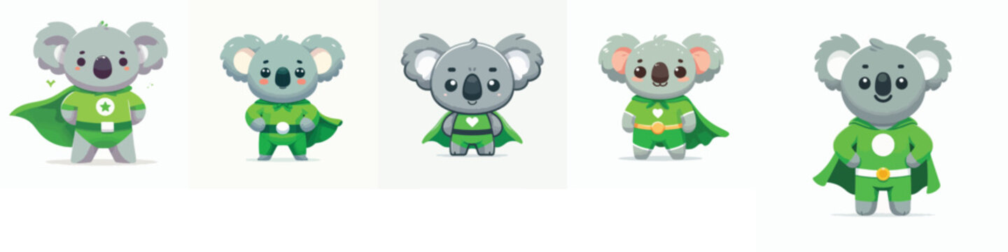 Cute koala wearing a superhero costume posing bravely