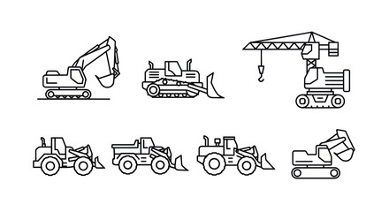 Construction Vehicles Set: Excavator, Bulldozer, Crane, Loader, Dump Truck © Maman