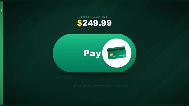 Animated Pay Button with Credit Card Cursor and Total Amount Secure Payment Interface