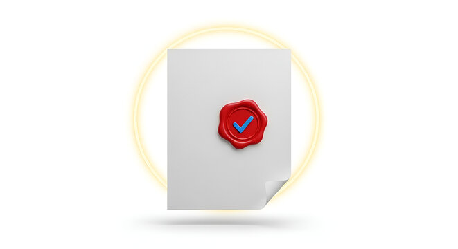Document with Red Wax Seal and Blue Checkmark Symbol.