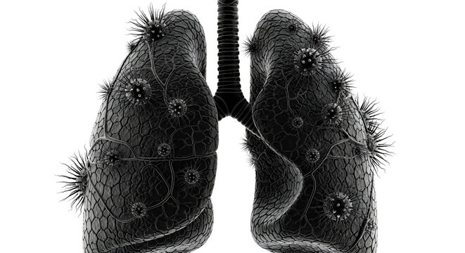 3D Illustration of Diseased Lungs with Viral Infections.