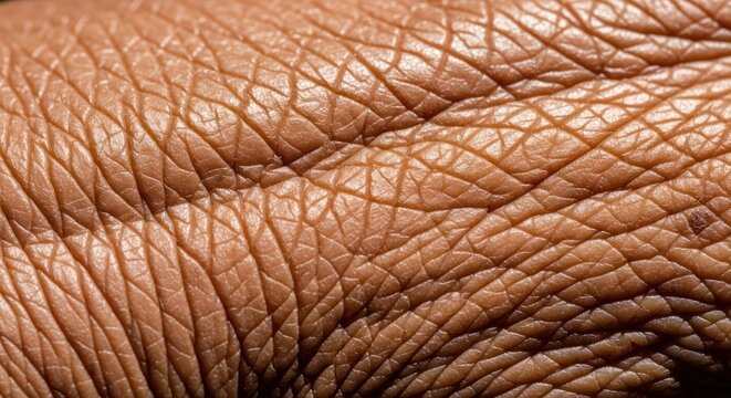 Close up of detailed natural leather texture in warm light