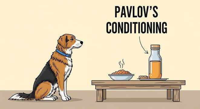 Dog pavlov conditioning diagram illustrating behavioral psychology concepts