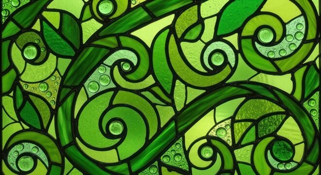 Green vine pattern background with decorative swirls