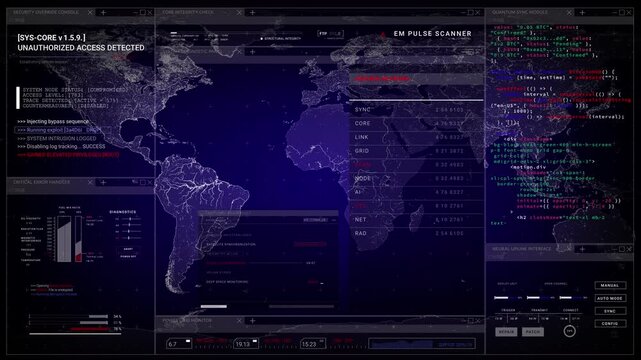 HUD earth map blue Technology infographic elements appearing Sci Fi 2D texture. User Interface data display.