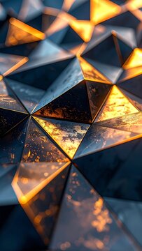 Geometric Pattern with Golden Light Reflections.