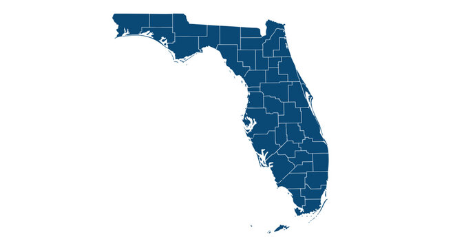 Florida Map Outline with County Borders - State Geography