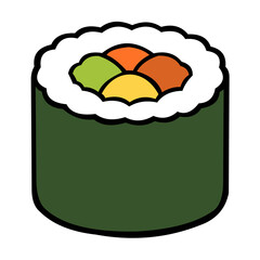 maki roll flat sushi illustration design © Vaa