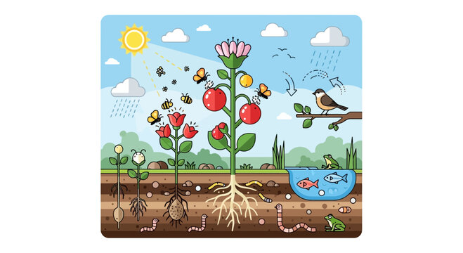 Garden Ecosystem: Plant Growth, Pollination, Wildlife, Soil Life, Water Cycle