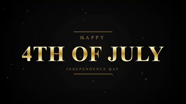 Typographic animation for 4th of July Independence Day by combining gold color with moving glass effect and random gold particles.