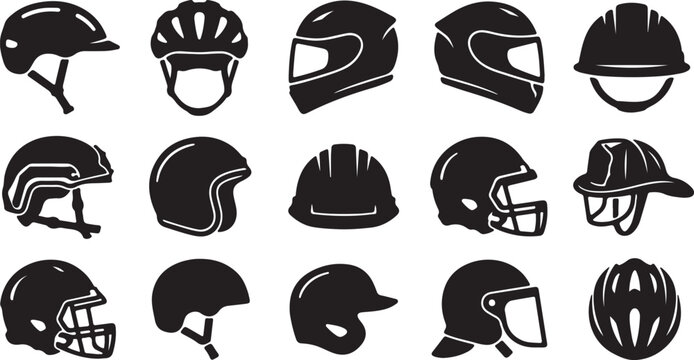 Collection of various safety helmets and headgear