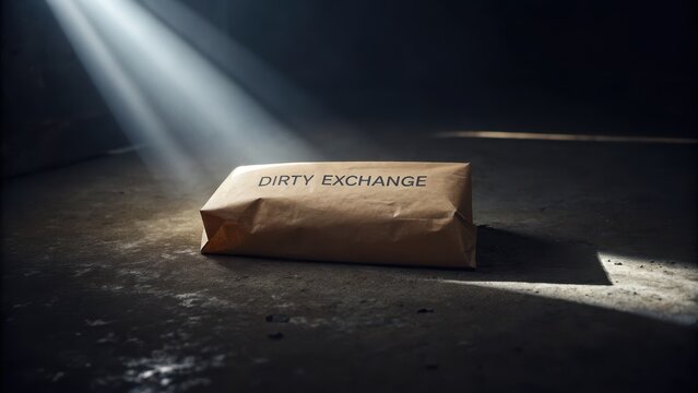 Dark Atmosphere with Suspicious Package on Concrete Floor
