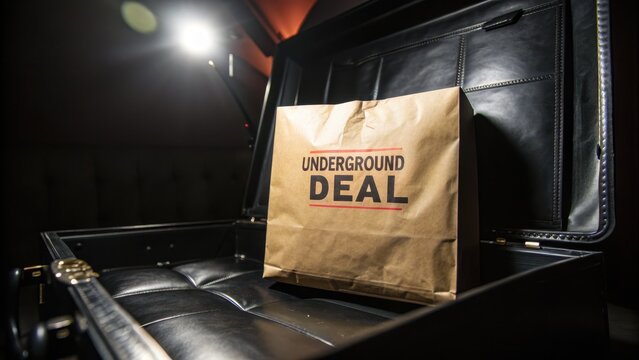 Mysterious Briefcase with Underground Deal Concept in Dark Setting