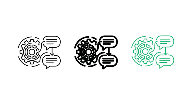 Brain chat icons in black and green Vector