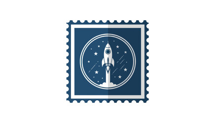Obraz premium Retro Stamp with Rocket Launching into Space