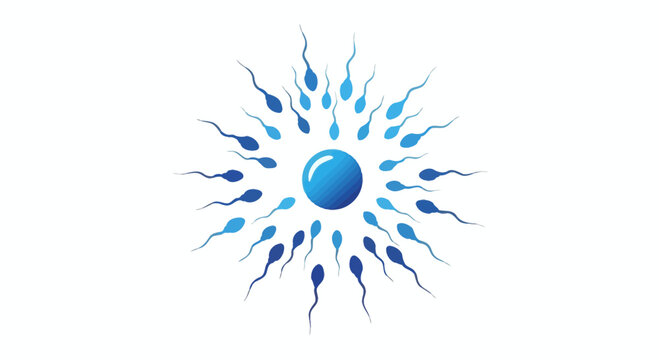 Fertilization: Sperm Cells Swarming Around Egg Cell, Reproduction Concept