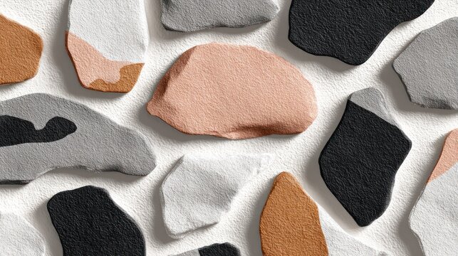 Irregularly shaped stone pieces create a textured surface pattern design.