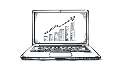 Fototapeta premium Laptop displaying hand drawn business growth graph
