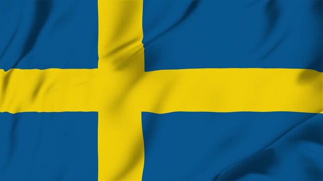 Sweden waving fabric flag animation seamless looping for sport politics business background