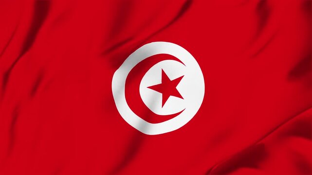 Tunisia waving fabric flag animation seamless looping for sport politics business background