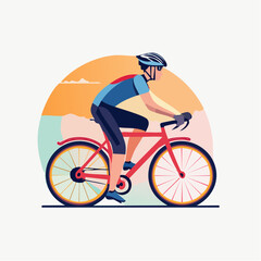 Naklejka premium Cyclist Riding a Bicycle