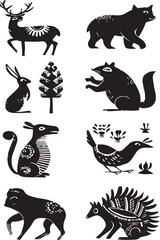 Fototapeta premium set of silhouettes of animals