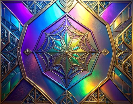 Seamless rainbow anodized titanium micro etched patterns iridescent futuristic texture concept