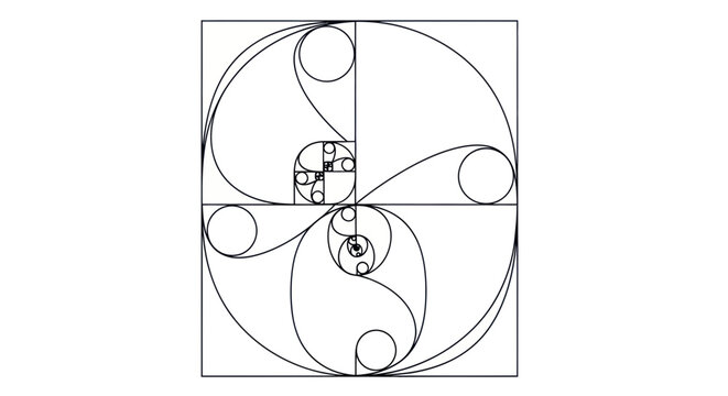 Golden Ratio Spiral and Fibonacci Sequence Illustration