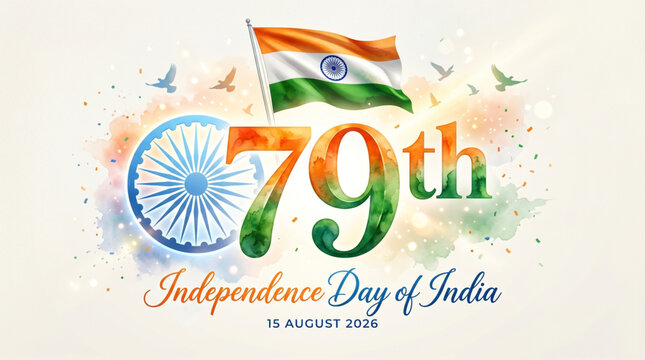 Patriotic 79th Independence Day celebration design with Indian flag theme for national branding