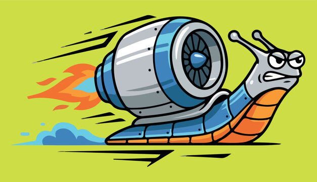 Speedy Snail with Jet Engine and Flame Trail
