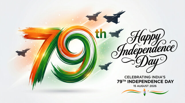 Patriotic 79th Independence Day artwork with tricolor design for India celebration branding