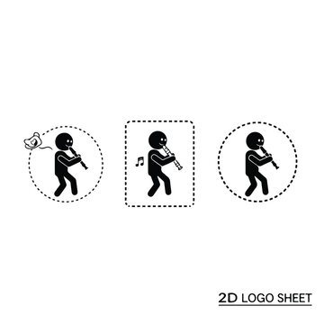 Stick figures socialising and eating in a group setting