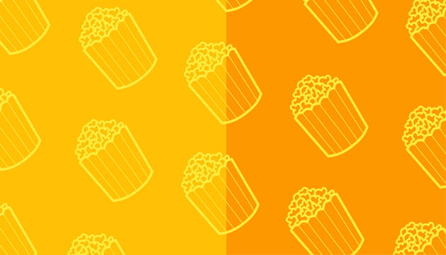 Doodle Popcorn Seamless Pattern. Hand Drawn Cinema Snack Background. Minimal Doodle Style.