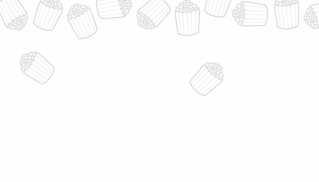 Doodle Popcorn Pattern. Hand Drawn Cinema Snack Background. Minimal Doodle Style.
