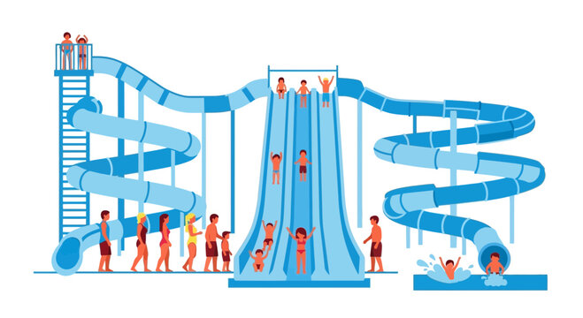 People on a water park slide.