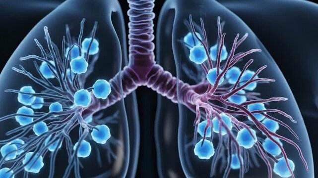 3D Illustration of the Human Respiratory System with Alveoli, a Complex Biological Structure of the Lungs, Healthcare and Science Concept