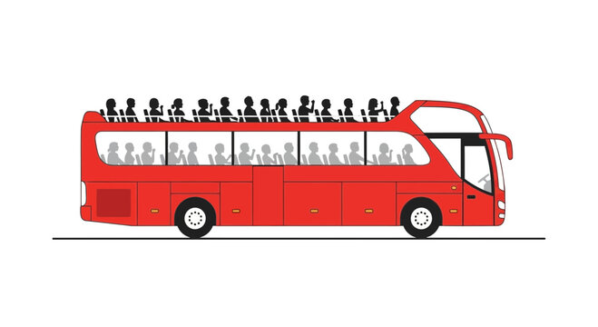Red Double Decker Tour Bus Vehicle.