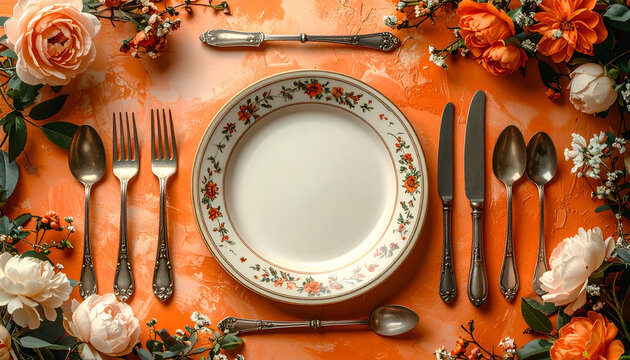 Elegant table setting with flowers.