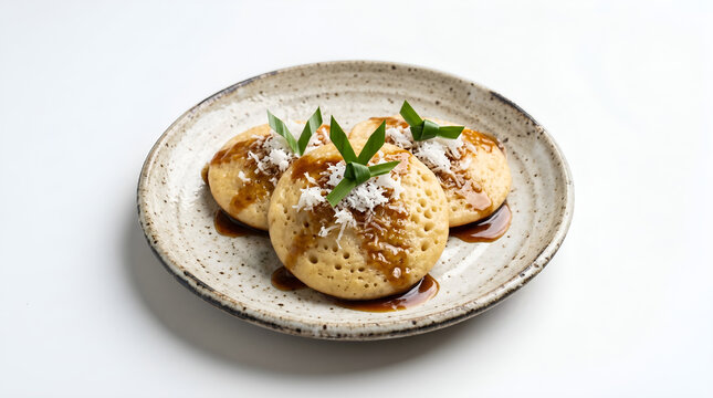 Delicious Indonesian Serabi Cakes with Coconut and Palm Sugar Syrup