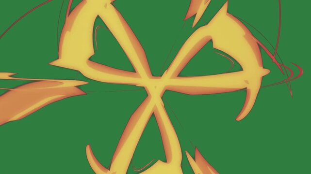 Yellow bow on cross red line it picture of bird flying in the air drawing woman ' s face an orange butterfly movement