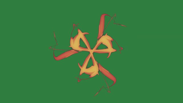 Yellow butterfly on arrow it red line an orange spider bird circle star emotion illustration cartoonish movement