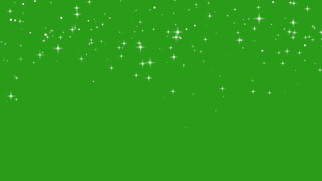 falling down sparkling stars with dust overlay background loop. Looping video white star glow particles background. White glowing twinkle star animation green screen 4k vidoes