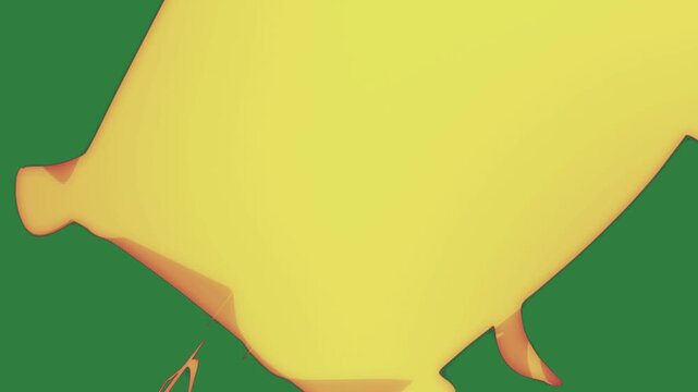 Yellow bird sitting on picture of an elephant red lines it image paint bull close up view arrow knife fork orange