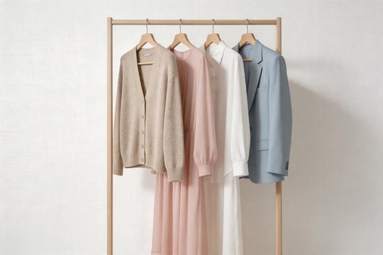 Clothing rack with five garments